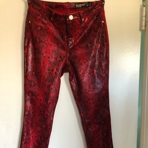 Blank NYC Red Snakeskin Pants